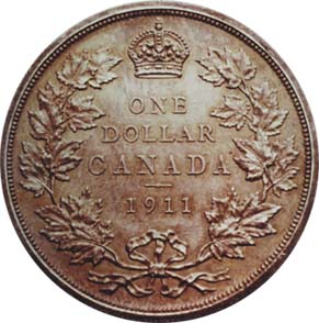 Rare 1911 Canadian Silver Dollar Reverse